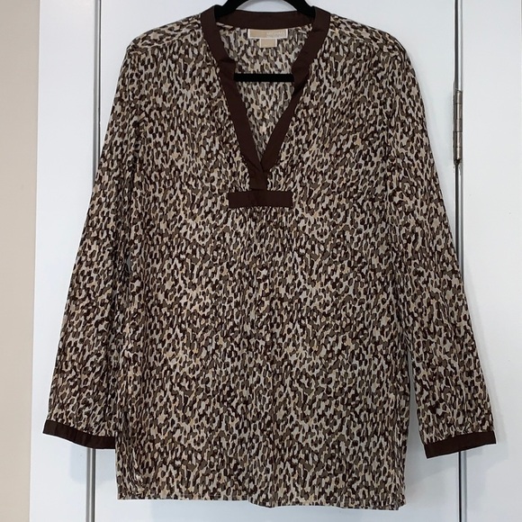 MICHAEL Michael Kors Tops - NWOT Michael Kors Cotton Leopard Print Tunic Top L